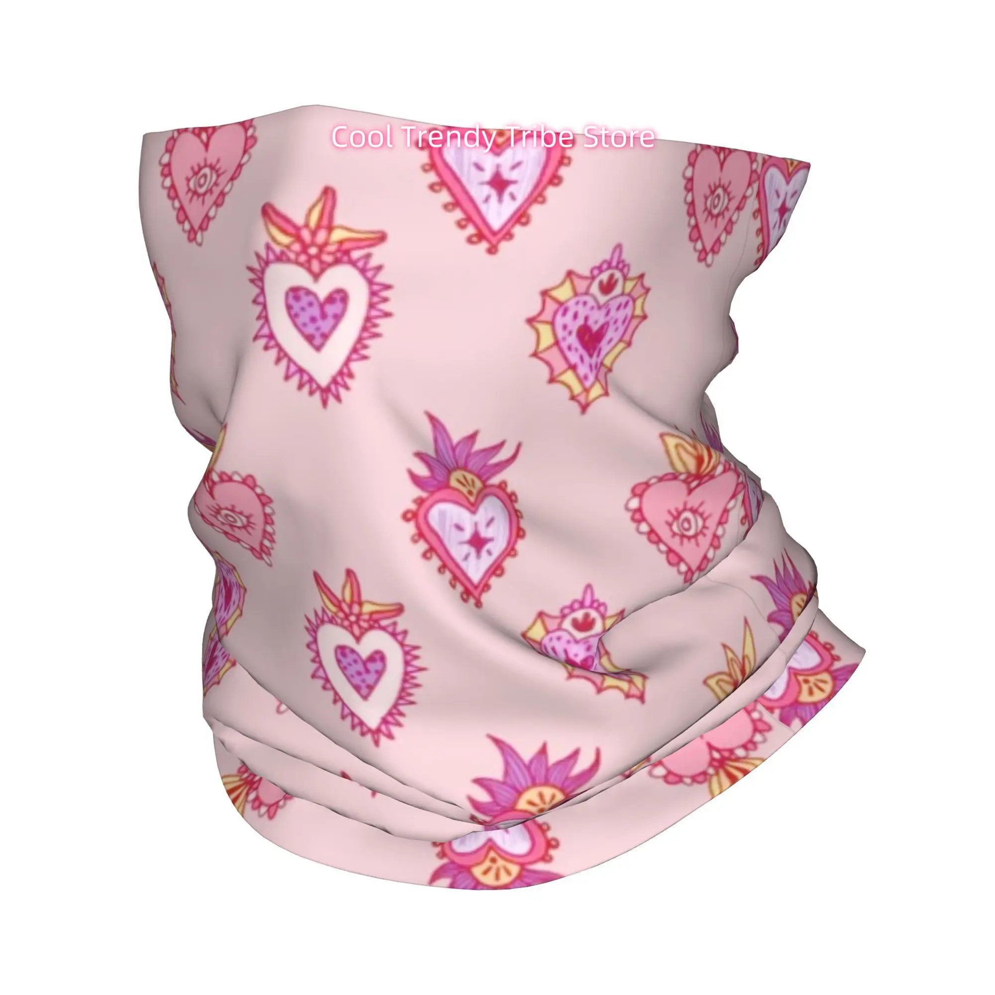 Headband Summer Knit - Pink Mexican Sacred Heart Romantic Folk