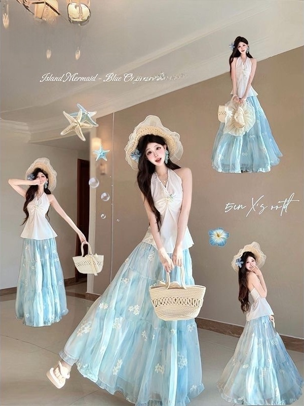 French Riviera Vacation Style  - Midi Skirt Floral ulasan dan harga