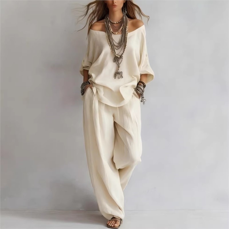Summer New Casual Loose Linen  - Linen Pant Wide ulasan dan harga