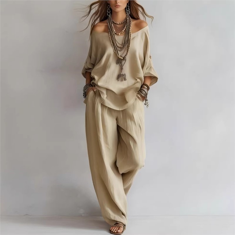 Summer New Casual Loose Linen  - Linen Pant Wide ulasan dan harga