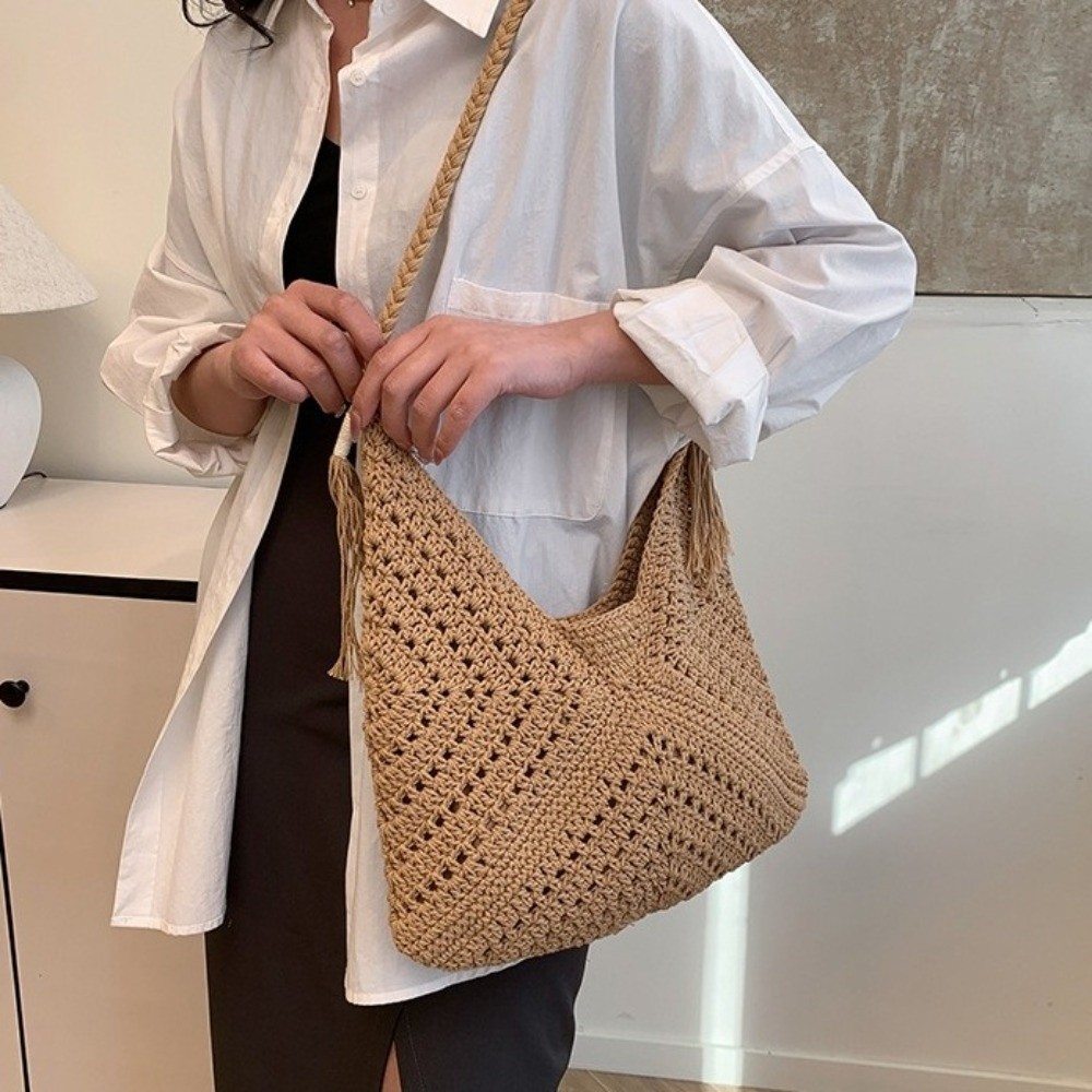 Summer Bohemian Knitted Should - Tote Bag Beach ulasan dan harga