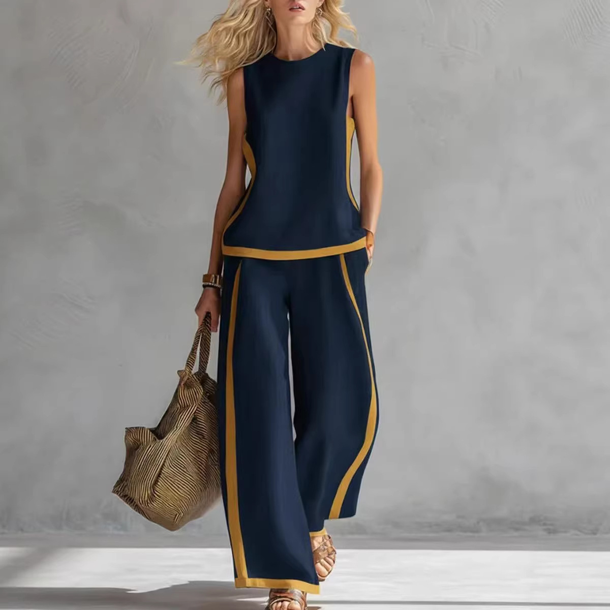 Women Linen 2 Piece Sets Color - Linen Pant Wide ulasan dan harga