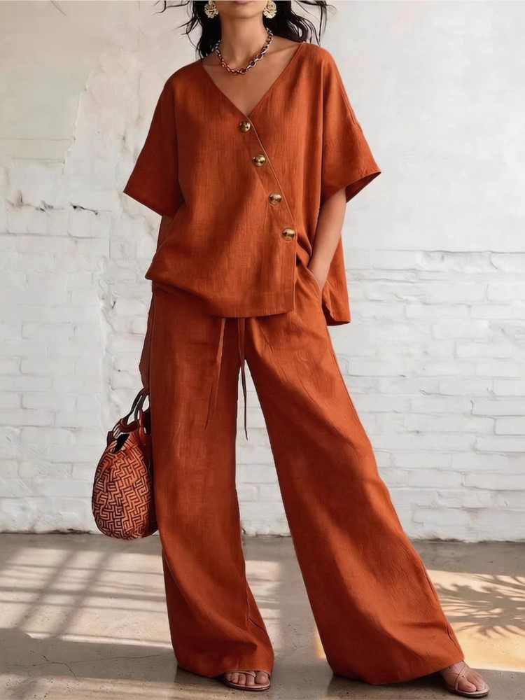 Casual Cotton Loose Pants Sets - Linen Pant Wide ulasan dan harga