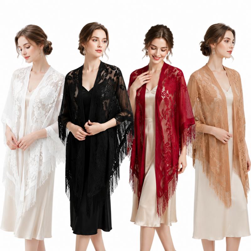 Floral Lace Shawl Wrap Women E - Kimono Sheer Floral ulasan dan harga