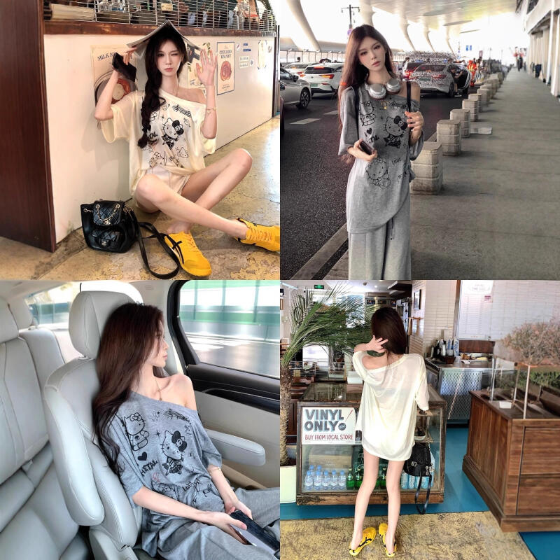 Sun Protection Blouse Hello Ki - Blouse Off Shoulder ulasan dan harga